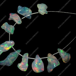 10 Pieces AAA Grade Ethiopian Opal Nuggets Beads, Ethiopian Opal Polished Rough Stones, Opal Smooth Nuggets