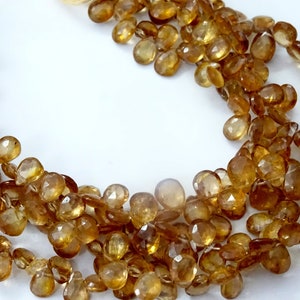 AAA Grade 8&quot; Natural Brown Zircon Faceted Pears, Natural Brown Zircon Pears Briolettes, Brown Zircon Briolettes Beads (5*7-6*8 mm) (SUV189)