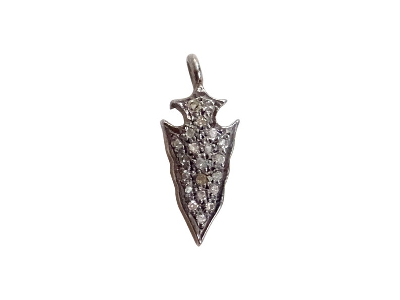 Pave Diamond Arrowhead Pendant Pave Diamond Charm Pave Diamond Arrowhead Charm Pave Diamond Pendant 925 SIlver Pave Diamond Charm