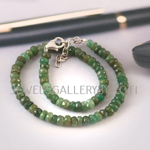 Beautiful Natural Emerald Faceted Rondelles Necklace, Emerald Rondelle Beads Necklace, ,statement necklace ,handmade gemstone necklace