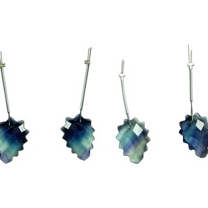 2 Pieces AAA Grade Bi-Color Fluorite Faceted Fancy Carved Briolettes, Fluorite Fancy Briolettes, Fluorite Carved Briolettes (13*17MM) (PB94)