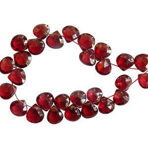 28 Pieces Quality Mozambique Garnet Faceted Hearts , Mozambique Garnet Faceted Beads, Mozambique Garnet Heart Briolettes
