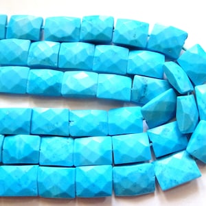Indian Turquoise Faceted Rectangular Slabs, Indian Turquoise Briolette Beads
