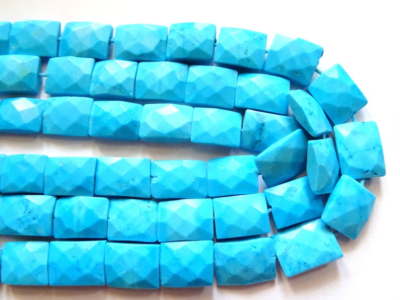 Indian Turquoise Faceted Rectangular Slabs Indian Turquoise Briolette Beads