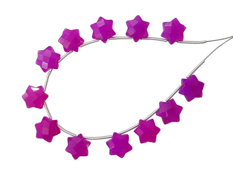 10MM Pink Chalcedony Faceted Fancy Star Shape Briolettes LY53 6 Pieces of Raspberry Pink Chalcedony Faceted 6 Corner Stars