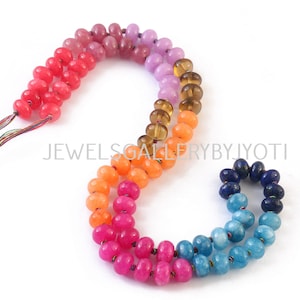 16&quot; Beautiful Multi Gemstones knotted Rondelles, Candy Opal Smooth Rainbow Beads,Multi Gemstone Rondelles,Colorful Beaded Gem Necklace(8mm)