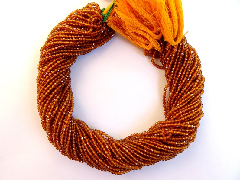 Hessonite Micro faceted Rondelles, Hessonite Micro faceted Rondelle Beads AAA Quality image 1