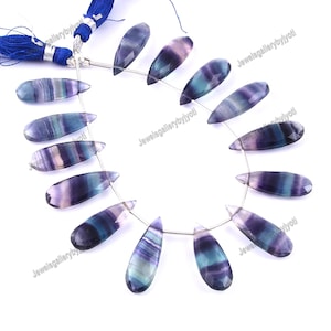 Nice Quality Bi-Color Fluorite Faceted Elongated Pears Briolettes, Fluorite Faceted Pears Briolettes (8*23 mm Approx) (OFF)