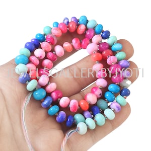 16&quot; Beautiful Multi Gemstones Smooth  Rondelles, Candy Opal Smooth Rainbow Knotted Beads, Multi Gemstone Smooth Rondelles (8mm app.)
