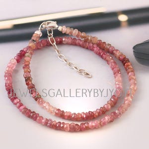 Natural Pink Tourmaline Faceted Rondelles Necklace, Pink Tourmaline Rondelle Beads Necklace, statement necklace ,handmade gemstone necklace