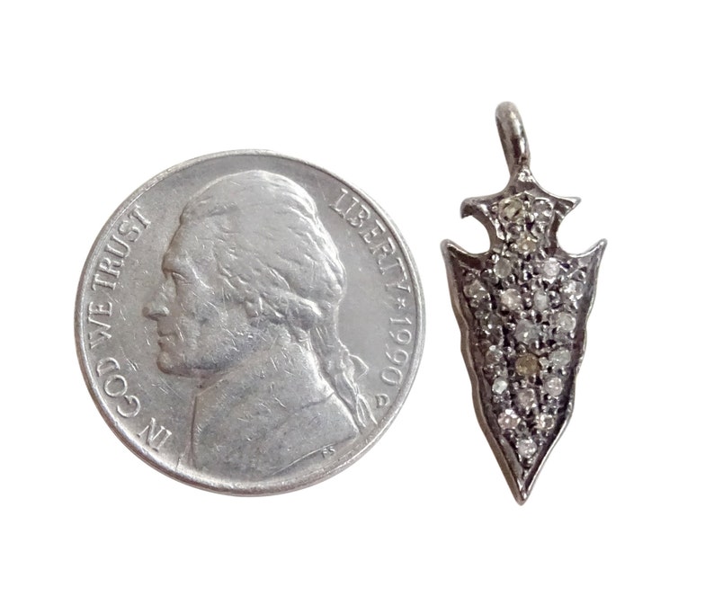 Pave Diamond Arrowhead Pendant Pave Diamond Charm Pave Diamond Arrowhead Charm Pave Diamond Pendant 925 SIlver Pave Diamond Charm