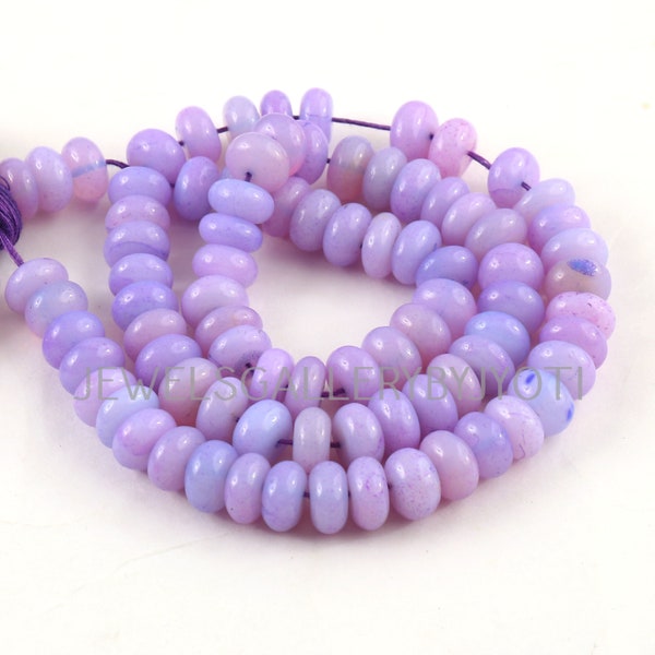 16" Strand Light Lavender Opal Smooth Rondelles, Lavender Opal Smooth Rondelle Beads, Purple Opal Smooth Beads (8-9 mm approx)