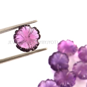 Nice Quality African Amethyst Flower Shape Briolettes, Amethyst Fancy Carving Beads, Flower Shape Charms For jewelry Making