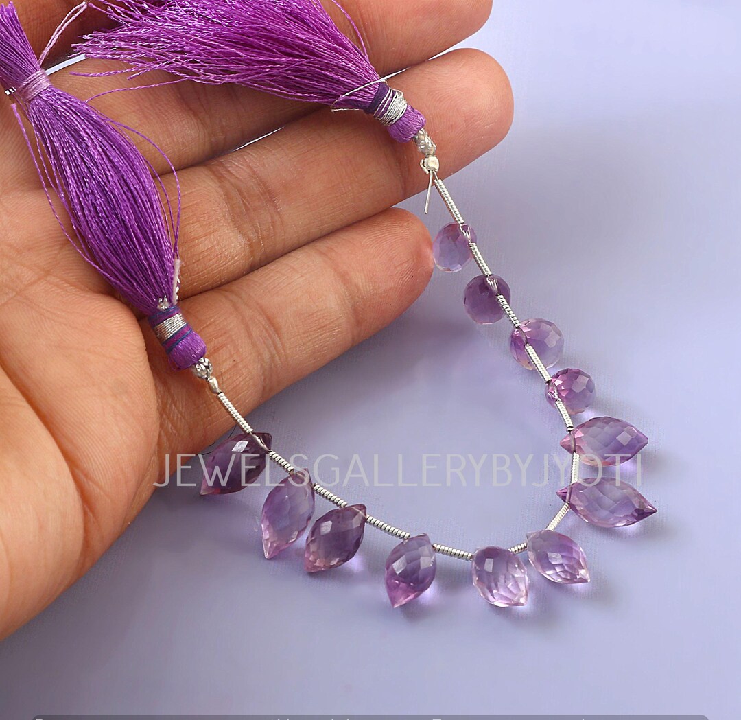 AAA Grade Brazil Pink Amethyst Faceted Rice Shape Beads, Pink Amethyst ...