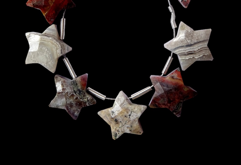 11mm Crazy Lace Agate Faceted Fancy Carved Briolettes 8 Pieces Nice Quality Crazy Lace Agate Faceted Star Briolettes EVE206