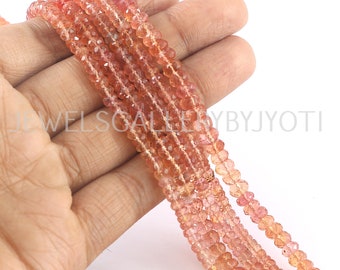 14" Long Strand AAA Quality Natural UNHEATED Pink Imperial Topaz Faceted Rondelles, Pink Imperial Topaz Rondelle (EVE)