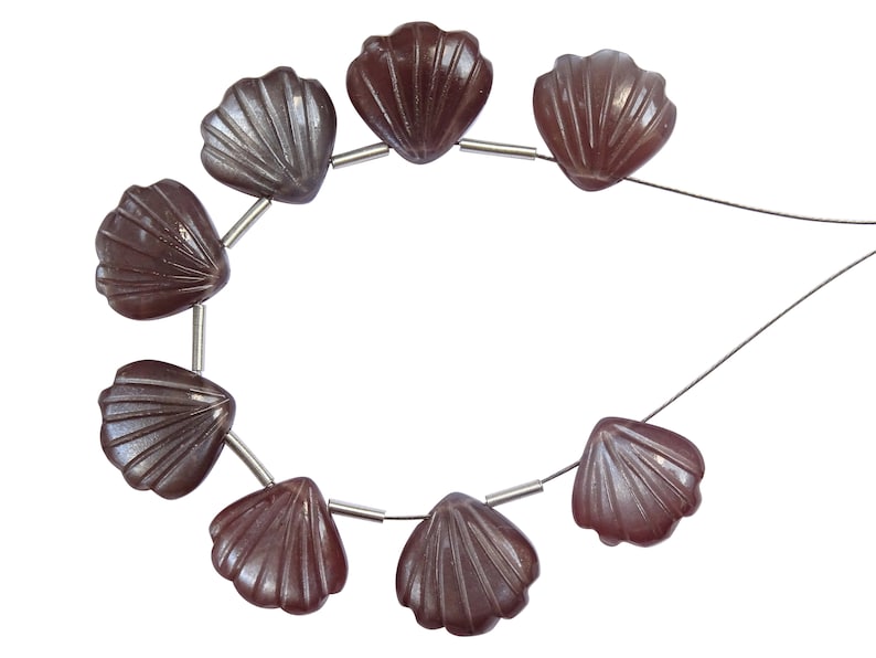 10.5mm 8 Pieces AAA Grade Chocolate Moonstone Fancy Carved Briolettes RB100 Chocolate Moonstone Sea Shell Shape Briolettes