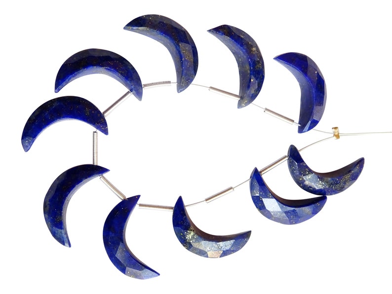 MS17 Lapis Lazuli Crescent Moons Lapis Lazuli Crescent Moon Briolettes AAA Quality Lapis Lazuli Faceted Moons