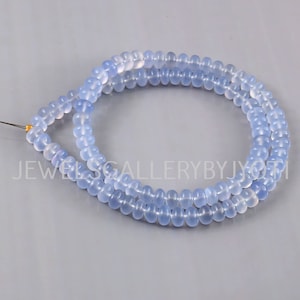 AAA Quality Natural Lavender Chalcedony Smooth Rondelles, Natural Chalcedony Smooth Rondelle Beads, Natural Chalcedony Beads (6.50mm)