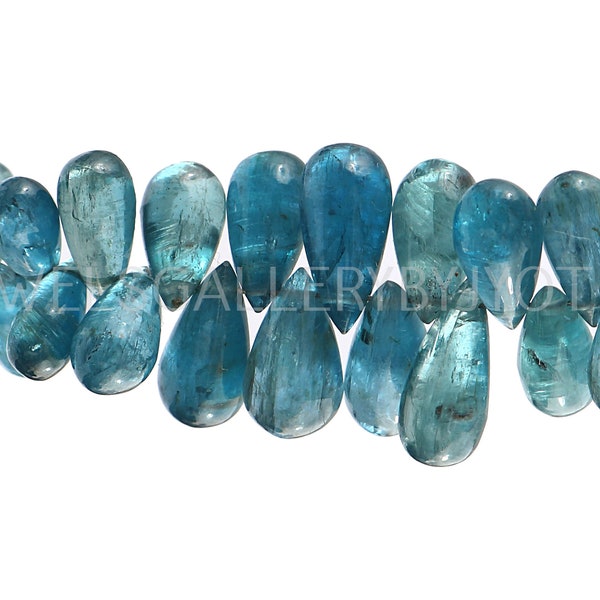 12 Pieces AAA Quality Natural Aqua Blue Kyanite Smooth Drops Briolettes, Aqua Blue Kyanite Smooth Drops Shape Briolettes