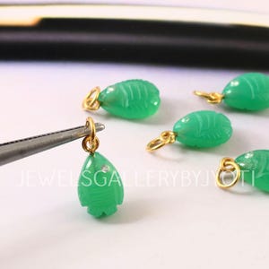 2/4 Stück Chrysopras Chalcedon geschnitzte Fisch Form Charms, Inlay Edelstein Anhänger, Chrysopras Chalcedon Sterling Silber Charm, Fisch Charm