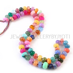 16&quot; Beautiful Multi Gemstones knotted Rondelles, Candy Opal Smooth Rainbow Beads,Multi Gemstone Rondelles,Colorful Beaded Gem Necklace(8mm)