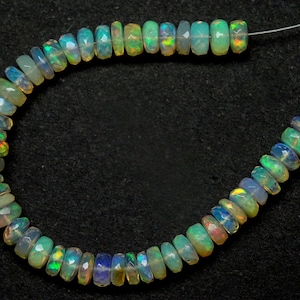 4.5 Inch Long Strand AAA Grade Ethiopian Opal Faceted Rondelle Beads, Ethiopian Opal Rondelle Beads,Opal Faceted Rondelles (5.5 MM) (XYZ254)