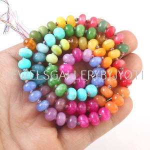 16&quot; Beautiful Multi Gemstones Smooth  Rondelles, Candy Opal Smooth Rainbow Knotted Beads, Multi Gemstone Smooth Rondelles (8mm app.)