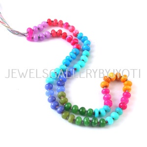 16&quot; Beautiful Multi Gemstones Smooth  Rondelles, Candy Opal Smooth Rainbow Knotted Beads, Multi Gemstone Smooth Rondelles (8mm app.)