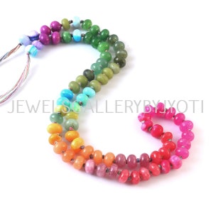 16&quot; Beautiful Multi Gemstones Smooth  Rondelles, Candy Opal Smooth Rainbow Knotted Beads, Multi Gemstone Smooth Rondelles (8mm app.)