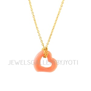 Rosa Opal Offenes Herz Anhänger Sterling Silber Halskette, 18k Gold überzogene rosa Opal Edelstein-Halskette, Geschenk für sie, handgemachte Halskette