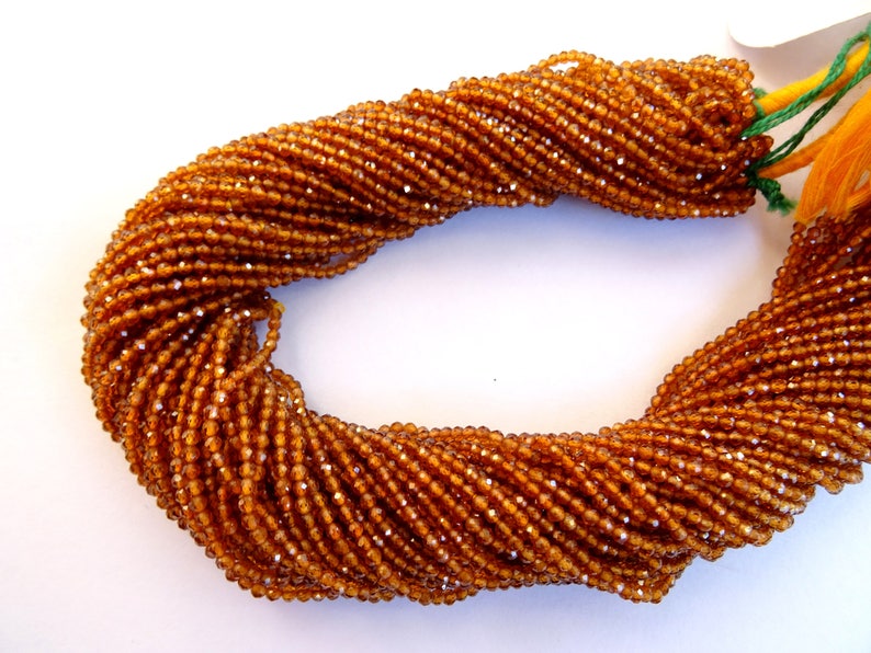 Hessonite Micro faceted Rondelles, Hessonite Micro faceted Rondelle Beads AAA Quality image 2