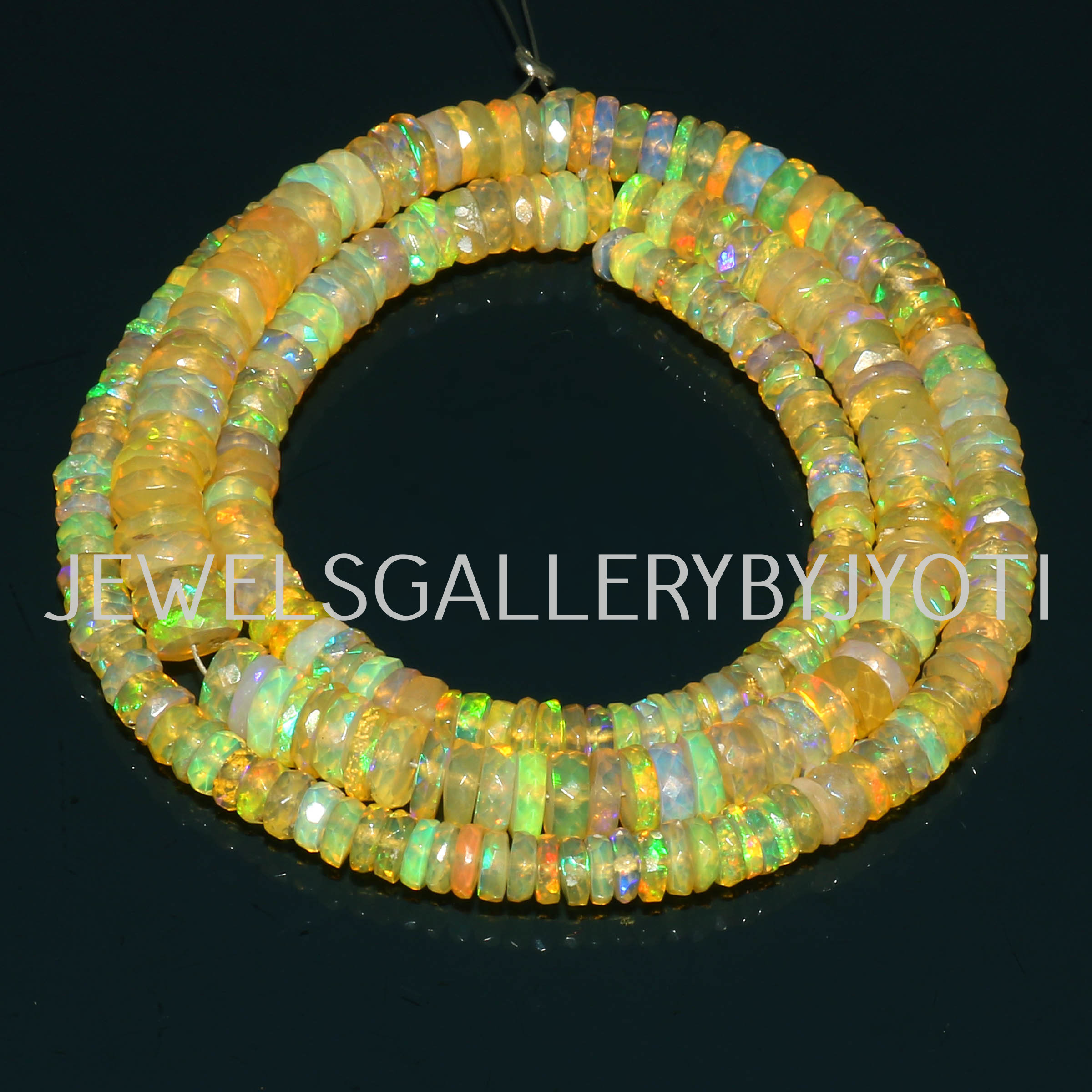 AAA Grade 8 Inches Ethiopian Opal Faceted Wheels, Ethiopian Opal Heishi Beads, Ethiopian Opal Tyre Beads (4-6 MM Approx) (MRQ26)