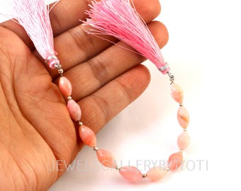 AAA-kwaliteit natuurlijke Peruaanse roze opaal gefacetteerde rijstvorm kralen, roze opaal brioletten, benodigdheden voor het maken van sieraden (6*11-7*13 mm)
