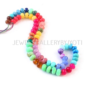 16&quot; Beautiful Multi Gemstones knotted Rondelles, Candy Opal Smooth Rainbow Beads,Multi Gemstone Rondelles,Colorful Beaded Gem Necklace(8mm)