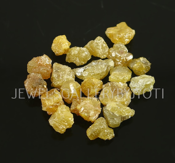 2/4 Pieces Natural Yellow Diamond Rough, Raw Diamond, Yellow Diamond Rough, Raw Yellow Diamond (5-6 mm approx)