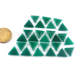6 Pieces Beautiful Green Onyx Faceted Triangle Briolettes, Green Onyx Faceted Triangle Shape Beads(12mm app)