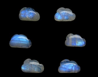 Une paire de pierres précieuses lisses en forme de nuage, pierre de lune arc-en-ciel de qualité AAA, pierre de forme fantaisie sculptée en pierre de lune arc-en-ciel (DZ278)