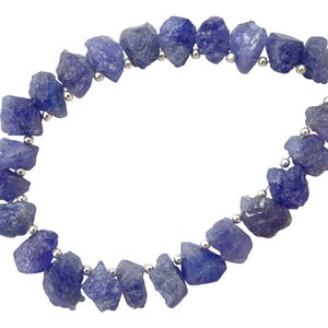 24 Pieces Fine Quality Natural Tanzanite Rough Nuggets, Raw Tanzanite Drilled Gemstone Beads (9*11-10*13mm)