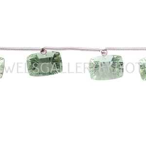 4 Pieces AAA Grade Green Amethyst Cushion Shape Concave Cut Gemstones, Green Amethyst Drilled Concave Cut Briolettes (9*13mm app.) (RSR140)