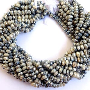 Grey Silverite Faceted Rondelle Beads, Silverite Faceted Rondelles, Silverite Rondelles