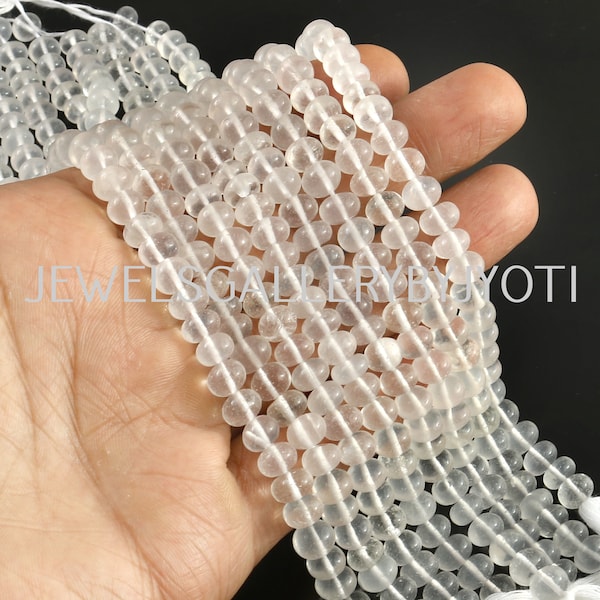 WHOLESALE PRICE 8 Inches Long Strand Ice Quartz Smooth Rondelle Beads, Ice Quartz Smooth Beads (7-8mm approx)