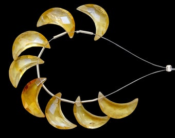 8 Pieces Nice Quality Citrine Faceted Moons Briolettes, Citrine Fancy Carved Briolettes, Citrine Crescent Moons (16mm long approx) (EVE339)