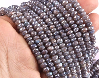 Silver Mystic Coated Labradorite Faceted Rondelle Beads, Coated Labradorite Faceted Rondelle Beads (6-6.5mm Approx)