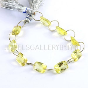 8 Pieces AAA Grade Lemon Quartz Cushion Shape Cut Gemstones, Lemon Quartz Double Drilled Cutstone Briolettes (9*13mm app.) (MRQ80)