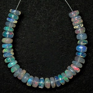 3.5 Inch Long Strand AAA Grade Ethiopian Opal Faceted Rondelle Beads, Ethiopian Opal Rondelle Beads,Opal Faceted Rondelles (5.5 MM) (XYZ255)