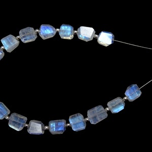 18 Pieces Excellent Quality Rainbow Moonstone Faceted Nuggets, Rainbow Moonstone Step Cut Nuggets (6*9 to 7*10 mm Approx)