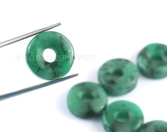 AAA Grade Natural Sakota Emerald Carved Donut Shape Gemstone,,hand carved briolette gemstone,beading supplies, jewelry making supplies(14mm)