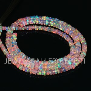 Pink Ethiopian Opal Smooth Rondelles, Pink Opal Smooth Rondelle Beads, Fire Opal Beads, Welo Opal Beads (3-4.5 mm)