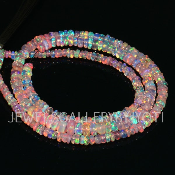 Pink Ethiopian Opal Smooth Rondelles, Pink Opal Smooth Rondelle Beads, Fire Opal Beads, Welo Opal Beads (3-4.5 mm)